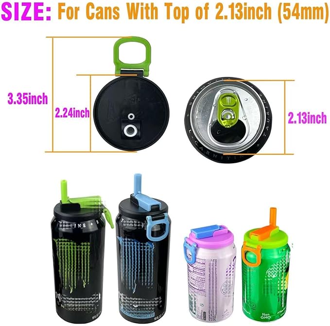 4 Pack Soda Can Lids with Straws,Inspired by Energy Drink Can Colors – Fits fit Standard 12oz/16oz Cans