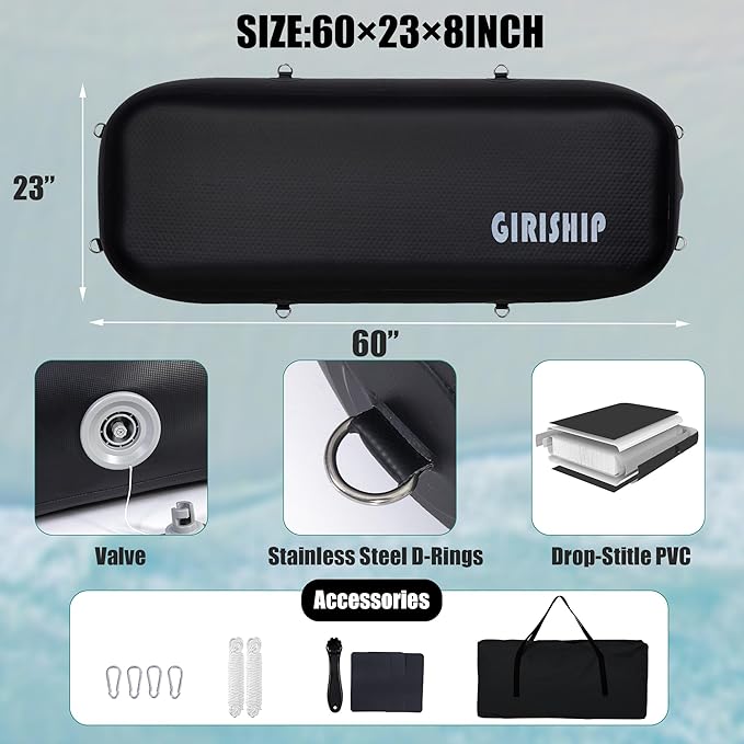 10'×18"/24" Inflatable Boat Bumpers, Large Boat Fenders for Docking, Boat Bumpers for Docking with Mooring Ropes, Heavy Duty Dock Bumper for Yacht or Fishing Boat