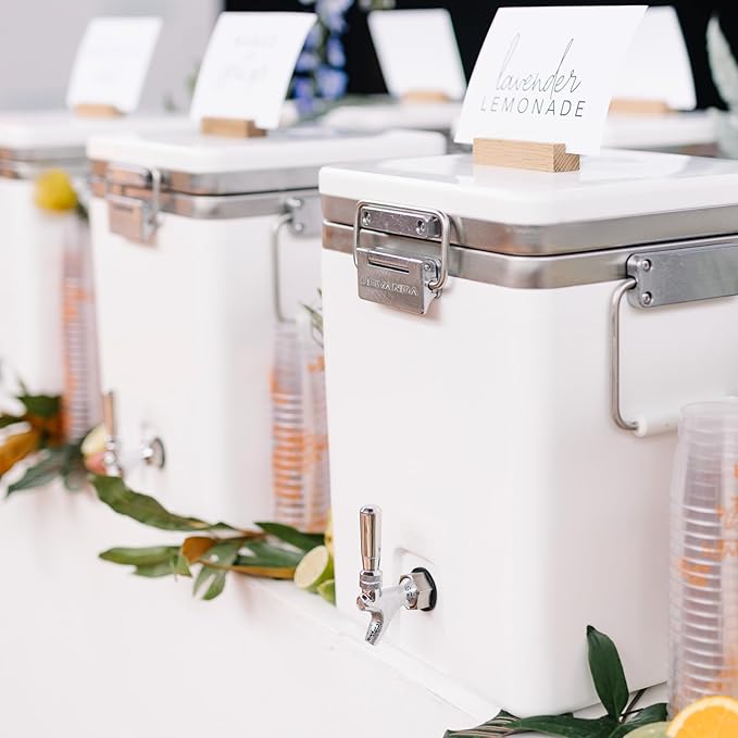 Bevanda - Sperse 5 Gallon Stainless Steel Drink Dispenser - Large Insulated Beverage Dispenser for Parties, Catering, and Home Entertaining - Leakproof & Durable (White)