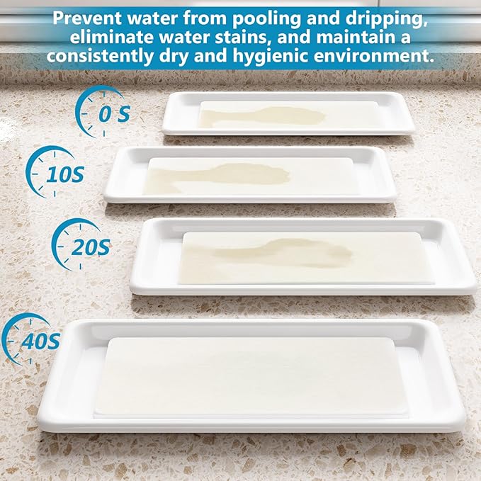 Sink Dish Drying Rack - Expandable Over Sink (15"-20" Fit), Diatomaceous Earth Tray for No-Drain Drying! Compact Dish Drainer for Small Kitchens, Apartments & RVs (White)