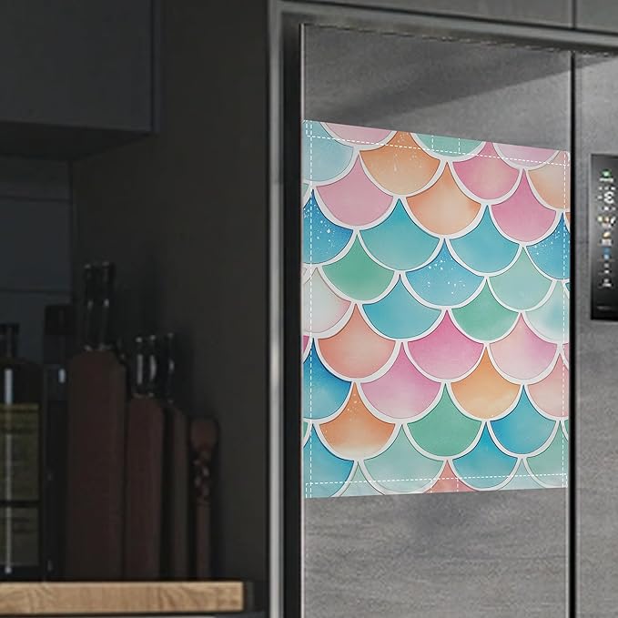 Dishwasher Magnet Cover,Mermaid Scale Colorful Dishwasher Cover Magnetic Home Appliances Refrigerator Decorative 23" x 26"