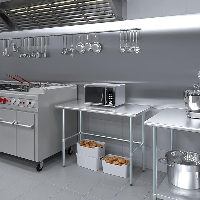 AmGood 24" X 48" Stainless Steel Work Table Open Base | NSF Kitchen Island Food Prep | Laundry Garage Utility Bench