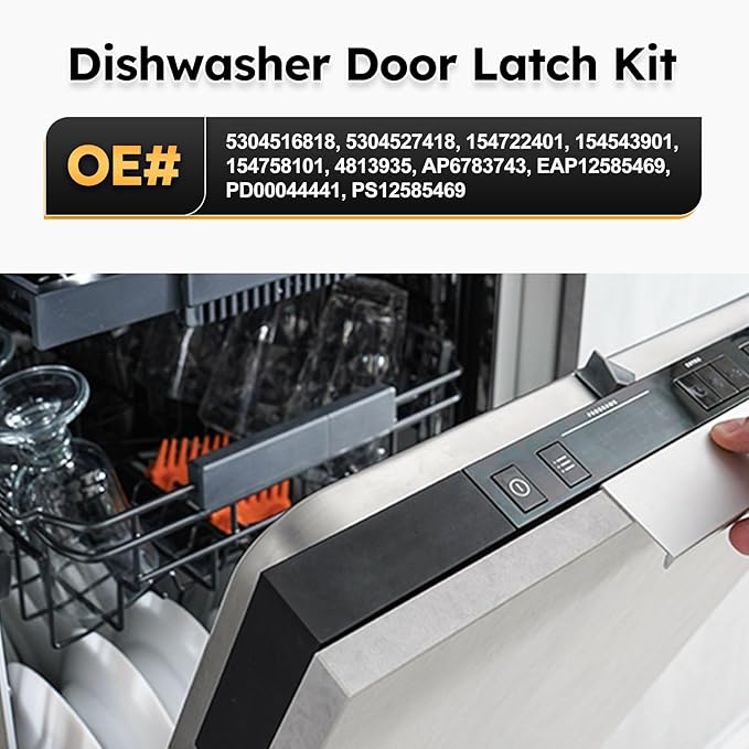 5304516818 Upgrade Dishwasher Door Latch & Door Switch Kit Compatible with Electrolux Kenmore Frigidaire Dishwasher Door Replaces# 5304525218 154543901 154758101 154543901 154722401-2 Year Warranty