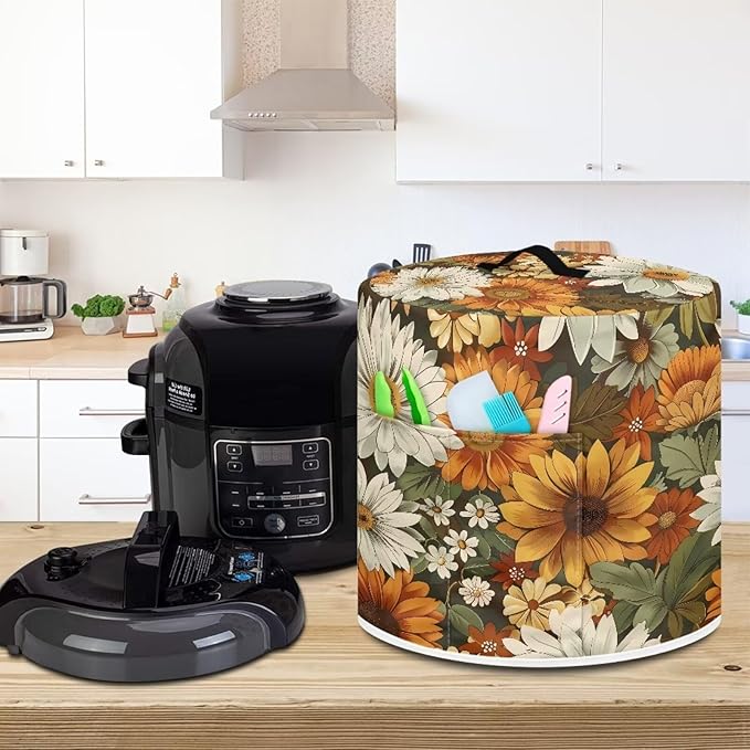 Daisy Pressure Cooker Cover Instant Pot Accessories Instant Pot Kitchen Appliance Dust Cover with Pockets for Rice Cooker Air Fryer Slow Cooker Dust Covers for Kitchen Size S