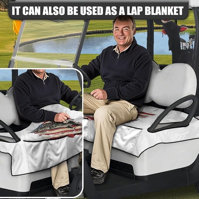 Golf Cart Seat Cover Cushion with Non-Slip Backing and Breathable Microfiber Fabric, Designed for Comfort and Protection in Outdoor Environments