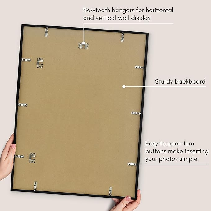 Americanflat 20x26 Picture Frame with Polished Plexiglass - Streamline Collection - Thin Border Picture Frame for Wall Display - Hanging Hardware Included - Black