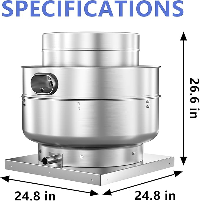 Food Truck Low Profile Exhaust Hood System Includes a 8FT Commercial Kitchen Exhaust Hood and an 1HP Restaurant Hood Grease Rated Roof Exhaust Fan