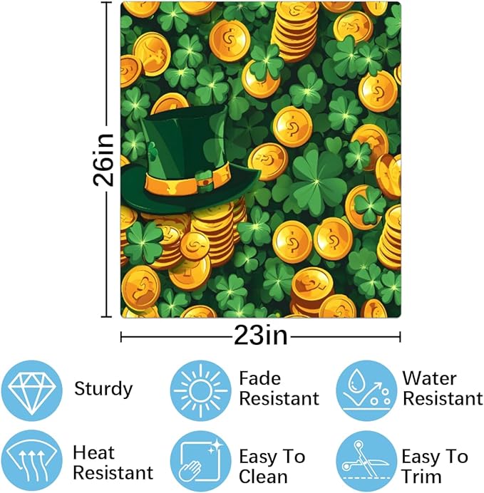 Hat Gold Coin Clover Glow Dishwasher Magnet Cover, Reusable Refrigerator Panel Stickers Microwave Front Door Covers Magnets for Kitchen Home Appliances Holiday Party Decorations 23 X 26 in