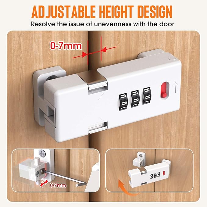 Keyless Cabinet Lock,Cabinet Password Locks with Luminous,3-Digit Combination Door Lock for Drawers, Barn Door, Bathroom, Outdoor, Closet, Fence,Protect Privacy(2PCS,White)