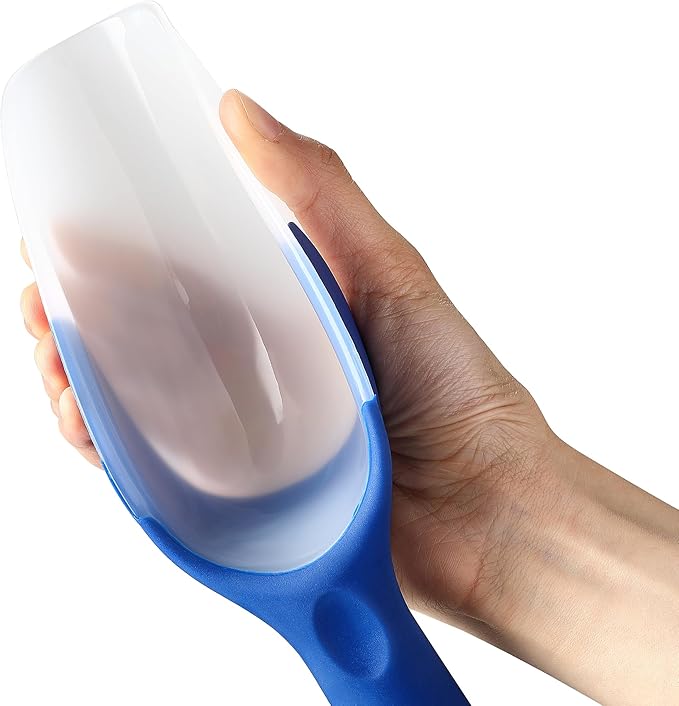 Spring Chef Magnetic Ice Scoopers for Freezer - BPA-Free Plastic Scoop with Soft Grip Handle - Food Scoops for Ice Machine, Popcorn, Pet Food, Flour - Dishwasher Safe Scooper - Set of 2 - Sapphire