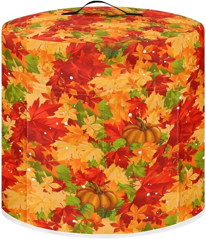 Insulated Pressure Cooker Appliance Dust Cover with Top Handle and Storage Pockets Kitchen Appliance Protector 3 Quart Rice Cooker, Thanksgiving Day Maple Leaf