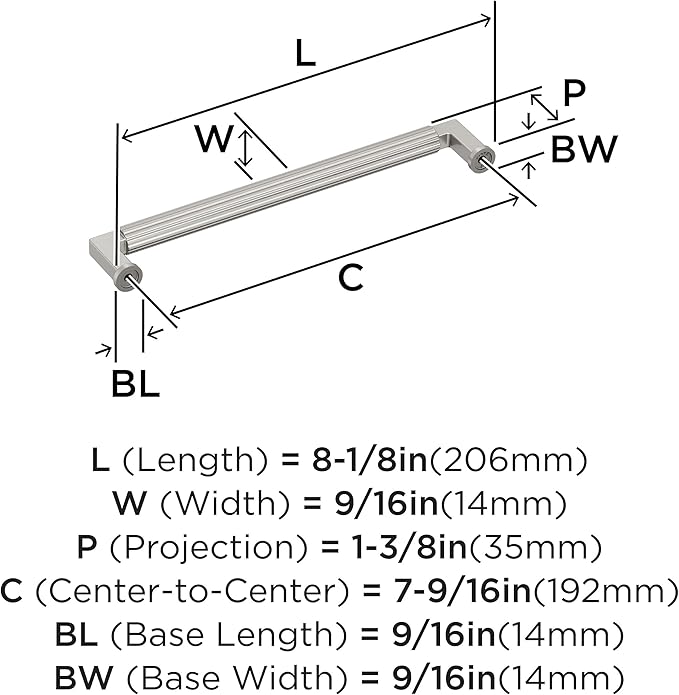 Amerock Ballard 7-9/16 inch (192mm) Center-to-Center Satin Nickel Cabinet Pull, BP37646G10