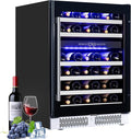 Luchar 24 Inch Wine Cooler Refrigerator, 46 Bottle Dual Zone Built-in or Freestanding Wine Fridge with Double-Layer Tempered Glass Door, Wine Refrigerator for Home, Kitchen, Bar, Office