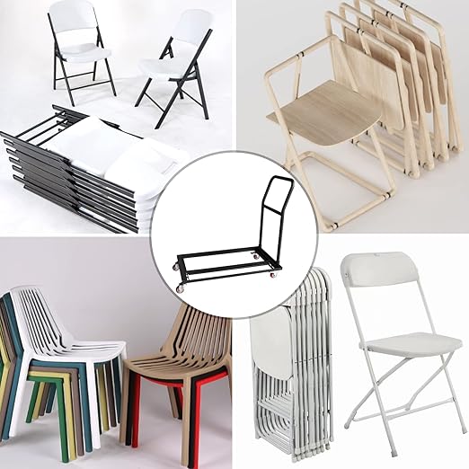 Multi-Function Folding Chair Cart Commercial Grade Steel Frame Storage and Transport Dollies for Plastic Resin and Wood Folding Chairs,37.8 X 21 X 36''