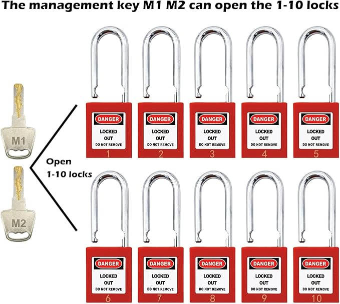 Lockout Tagout Locks, Safety Padlocks, Loto Keyed Differently Lock Out Tag Out Device Plastic with Lockout TagOut Tags