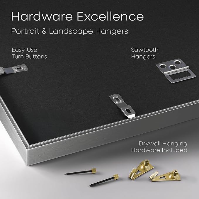 Homeforia 5.5 x 8.5 Business License Frame Silver, High End Metal 5.5x8.5 Certificate Frame, 8.5x5.5 Document Frames for Wall or Tabletop, 5.5 by 8.5 Picture Frames, Tempered Glass, Wall Kit, Set of 2