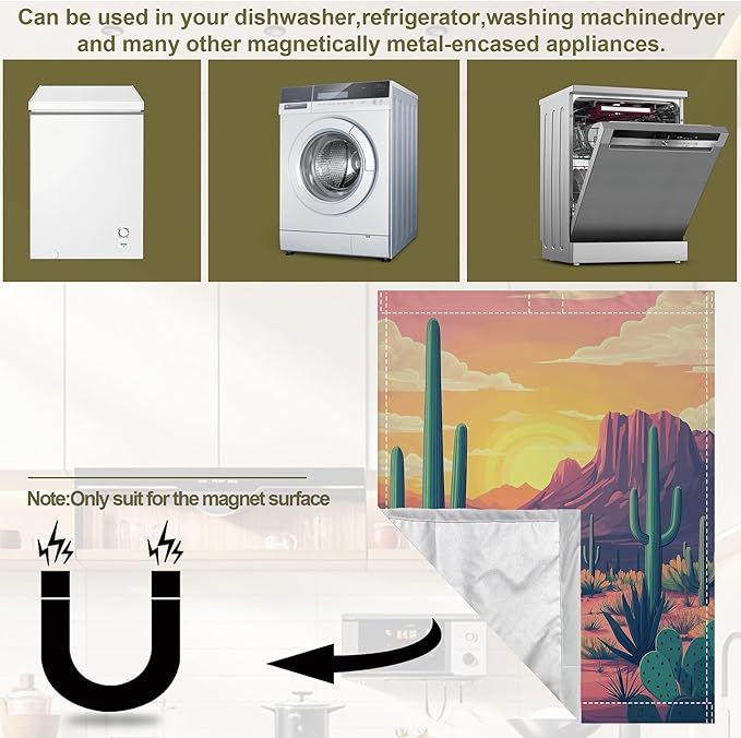 Dishwasher Magnet Cover,Desert Dishwasher Cover Magnetic Cacti Home Appliances Refrigerator Decorative 23" x 26"