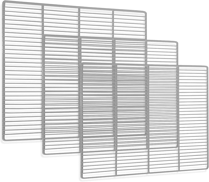 Commercial Freezer and Refrigerator Replacement Shelves for Three-Door Refrigerators, Set of 3, Epoxy-Coated Gray Steel Wire Shelves