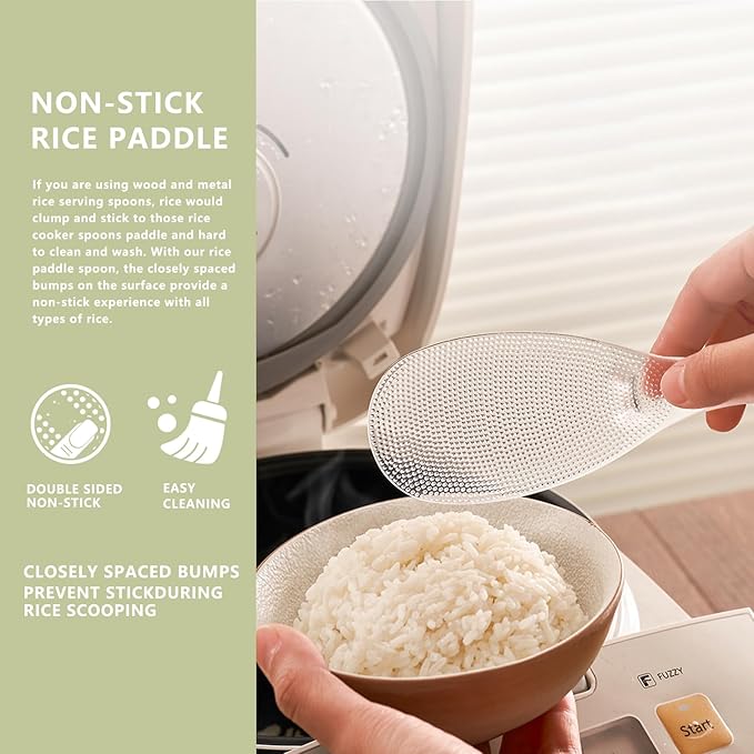 H&Zebrabro 1 Piece Japanese Style Rice Paddle, Food-grade Non Stick Rice Scooper Spoon, Heat Resistant Rice Spoon Paddle for Rice Cooker, Dishwasher Safe (Transparent)