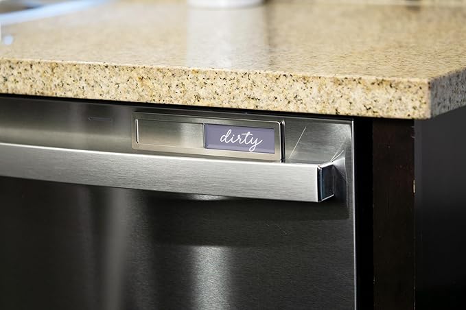Clean Dirty Magnet for Dishwasher - Stainless Steel Dishwasher Magnet Clean Dirty Sign - Clean/Dirty Magnetic Signs That Says Clean & Dirty for Home or Kitchen - Optional Adhesive for Non-Metal Surfaces - Millennial Gray and White