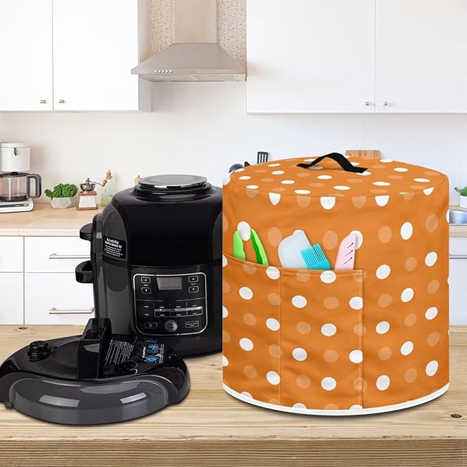 Dust Cover for 8 Quart Pressure Cooker Air Fryer Rice Cooker Small Appliance Covers, Washable Air Fryer Dust Cover for Kitchen Counter- Orange Polka Dot