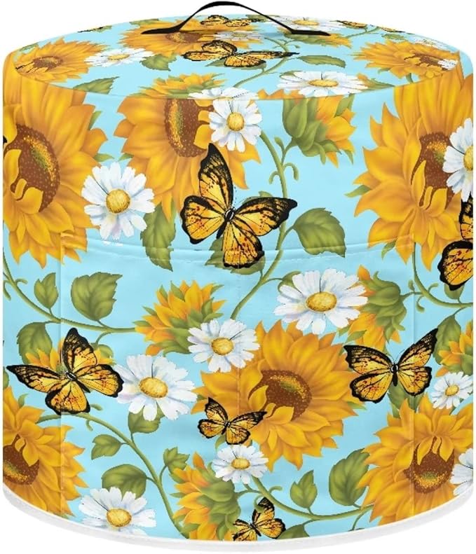 Butterfly and Sunflower Kitchen Decor Accessories Appliance Dust Cover for Electric Pressure Cooker/Air Fryer/Rice Cooker/Steamer/Toaster,Pressure Cooker Cover 8 qt