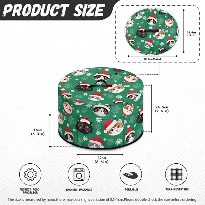 Cute Cats Christmas Hat Print Oval Slow Cooker Dust Cover Protective with 6-8 Quart Slow Cooker Recyclable and Practical Crock Pot Cover for Kitchen Appliances Christmas Decor