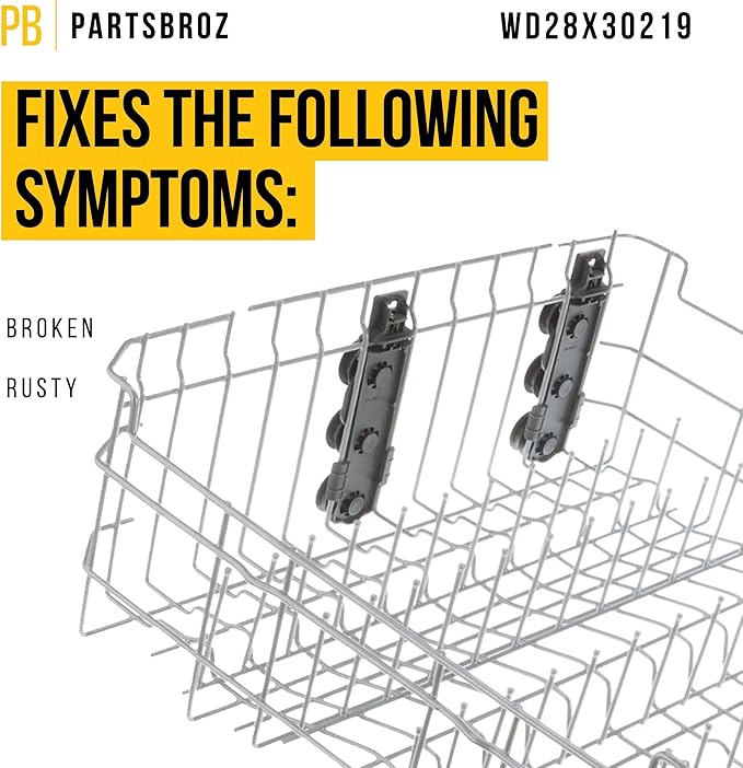 PartsBroz WD28X35779 WD28X30219 Dishwasher Upper Rack Assembly - Compatible With General Electric Hotpoint Haier - Replaces AP7034202 PS16618975 WD28X25018 WD28X26098 WD28X10347 WD28X10348 WD28X22676