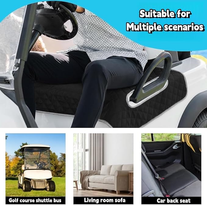 Golf cart Heated seat Cover, Non-Slip and Waterproof Winter Golf cart seat Cushion, Three Temperature Settings, Four-Zone Heating, External Power Supply/Power Bank Heating Options (Black)