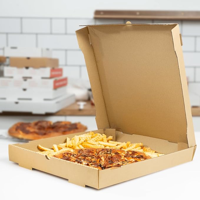 Karat Pizza Boxes 16" x 16" x2" [50 Pack] Kraft Corrugated Boxes | Ventilated, Grease-Resistant, Durable for Pizza or Shipping Use