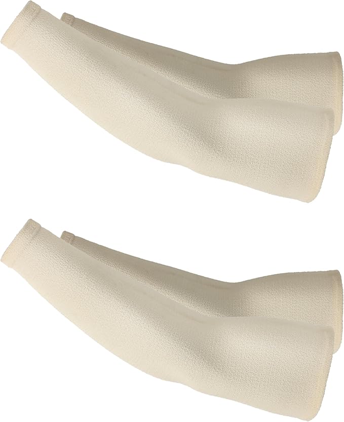 Schwer 2 Pairs 15.4in Thermal Arm Warmers Knitted with Down Yarn, S920 Soft and Skin-Friendly Arm Sleeves for Men & Women, Can Be Used As Inner Liner For Cut-Resistant Arm Guards, White