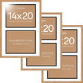 Homeforia 14x20 Double Diploma Frame Wood, High End Natural Oak 14 x 20 Wooden Certificate Frame with Dual Mat for 8.5 by 11 Diplomas, 20x14 Award Graduation Frames, Tempered Glass, Wall Kit, Set of 3