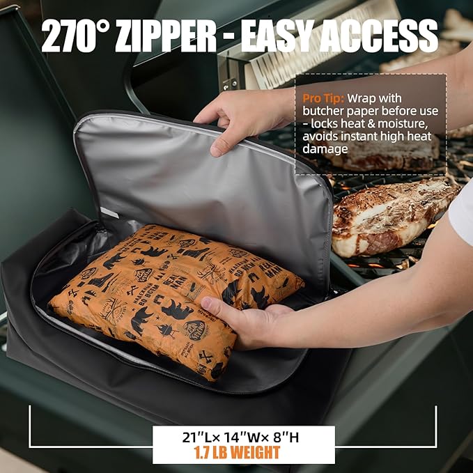 270° Opening BBQ Blanket for Resting Meat, Valentines Day Gift Meat Resting Bag, Leak-Proof Smoker Accessories, Grilling Gift for Turkey/Pork/Brisket - Anniversary Birthday Gift for Men Him Dad