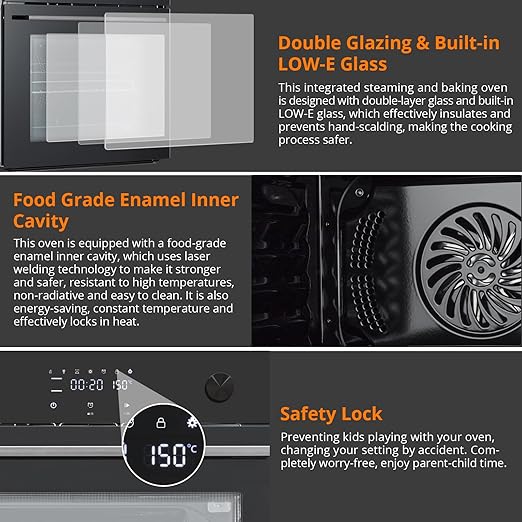 24 Inch Built-in Electric Single Wall Oven, 2.5 Cu.Ft. Smart 8-Mode Convection with 3D Heating, Safe 3-Layer Glass, Professional Touch Control & 500°F Max Temp for the Modern Home Kitchen