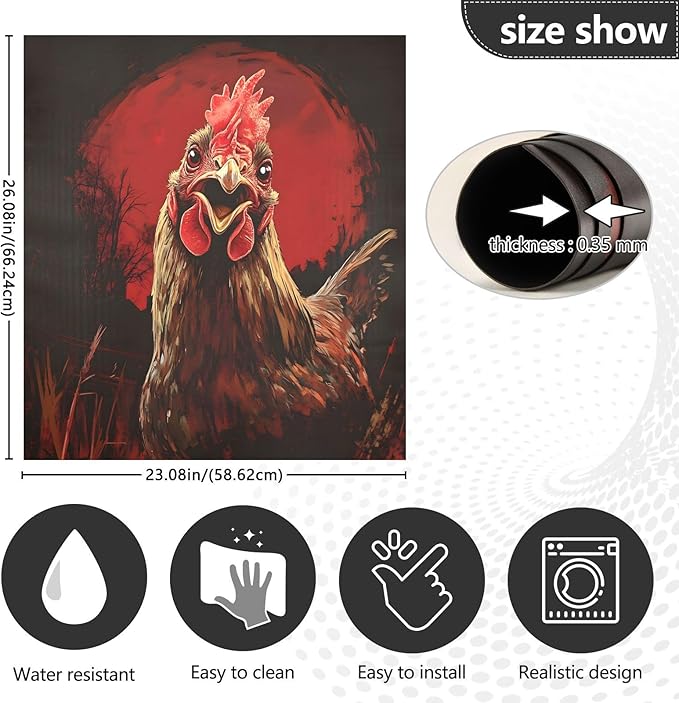 Rooster Face Oil Painting Dishwasher Magnet Cover Magnet Sticker for Kitchen 23x26in Dish Washer Magnet Cover Refrigerator Magnets Panel Decal Pad
