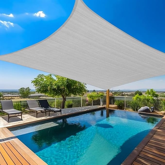Amagenix Sun Shade Sail 6'X10' Curved Edge Outdoor Shade Canopy Light Grey Breathable 95% UV Block Shade Cloth for Patio Garden Backyard (We Make Custom Size)