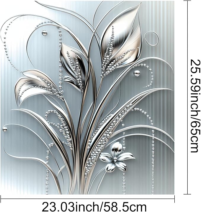 Grey Metal Silver Flower Leaf Pattern Magnetic Dishwasher Cover Sheet Polishing Dishwasher Skin Decor Anti-Scratch Kitchen Decorative Magnetic Stickers Fridge Refrigerator Panel 23x26 Inch