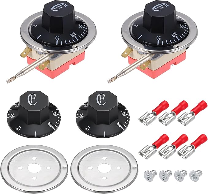 MECCANIXITY 2pcs Oven Temperature Control Switch 250V, 16A 50-300°C Capillary Thermostat NC Temperature Control Switch for Ovens Fryers Refrigerator Heaters