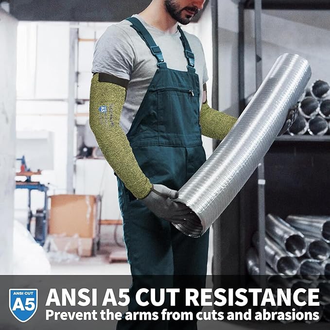 Schwer 10 Pairs CORE Arm Protection Sleeves S081, ANSI A5 Cut Resistant Sleeves with Thumbhole, Non-PFAS Flame Resistant Welding Sleeve for Work Kitchen, Farmer Sleeve for Gardening Arm Guards