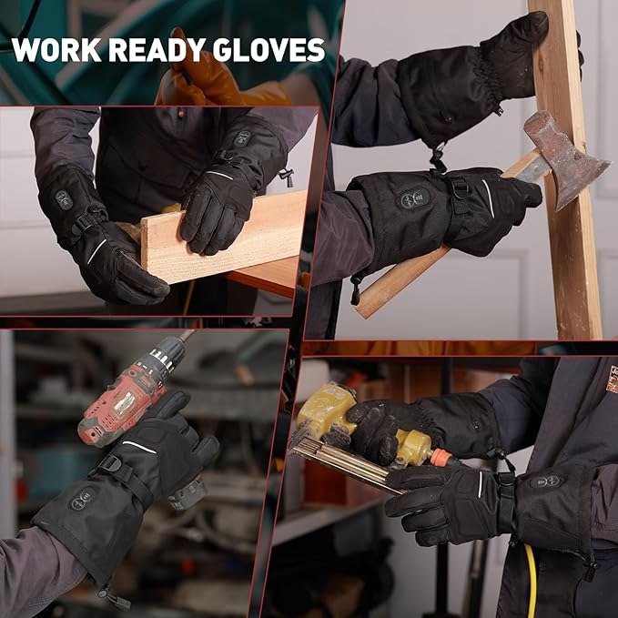 SNOW DEER Heated Gloves for Men Women - Rechargeable, Waterproof, Cut-Resistant with Touchscreen for Winter Outdoor Work Camping Warmer