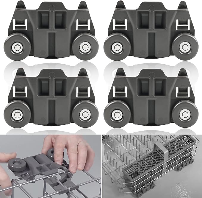 Dishwasher Wheels Lower Rack with Steel Screws Compatible for Whirlpool/Kenmore/Maytag/Kitchenaid/JennAir Replace W10195417,W10195417V,W10195417VP,PS11750057,AP6016764,EAP11750057,1872128(4PCS)