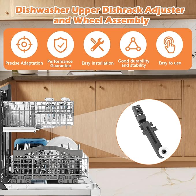 W10571738 3449627 Dishwasher Upper Dishrack Adjuster and Wheel Assembly Replacement for Whirlpool, Maytag, KitchenAid, Magic Chef Dishwasher Replace Parts PS11756470, WPW10571738, AP6023130 (4 Pack)