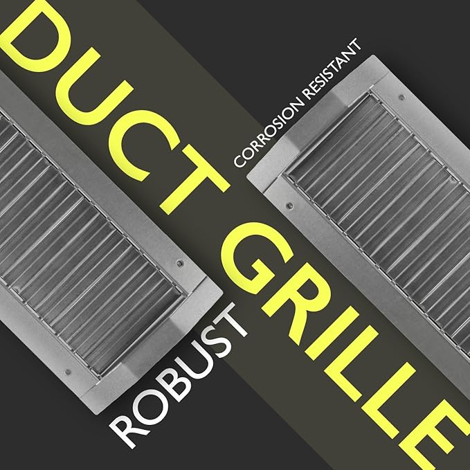 13" x 3" Grille for Round Spiral Duct - Galvanized Steel Register Vent Cover for HVAC Ducting System - 1 Way Adjustable Louver Blades - Air Duct Ventilation Grill Conditioner/Air Exhaust