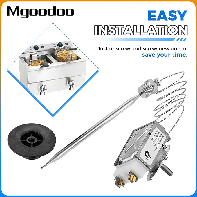 Mgoodoo RX-2-24 Thermostat for Fryer with Knob, 3/8" Mpt Stuff Box, Minivolt Thermostat Control Compatible with Atosa 301030004, Robertshaw 5300-402, Adcraft Deep Fryer, 200-400F.