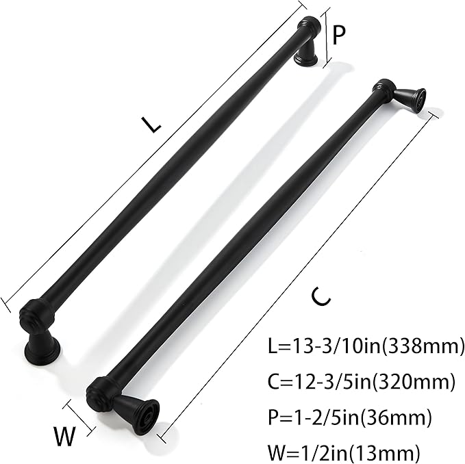 khtumeware 6 Pack 12 Inch(305mm) Black Cabinet Pulls Black Kitchen Matte Black Cabinet Handles Kitchen Cabinet Hardware for Cupboard Drawer Handles Dresser Pulls