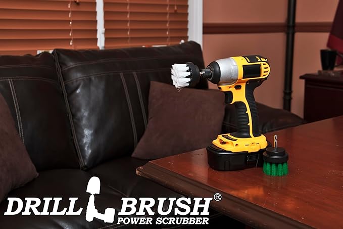 Drill Brush - Grout Cleaner - 2-inch Diameter Round Spin Brush Set - Kitchen Accessories - Scrub Stove, Oven, Sink, Tile - Carpet Cleaner - Leather, Upholstery, Fabric - Wheel Brush - Glass Cleaner