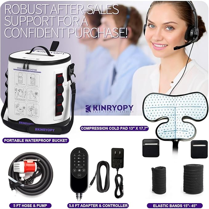 Cold Therapy Machine for Shoulder with Programmable Timer, Portable Ice Machine for Shoulder After Surgery, Lightweight Replacement Recovery System, Cryotherapy Pain Relief w/Compression Pad