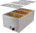 KoolMore Commercial Bain Marie Countertop Food Warmer, Soup Station, and Buffet Table Server with Three Serving Section, Stainless-Steel Steamer with Auto Shut Off (CFW-3), Silver
