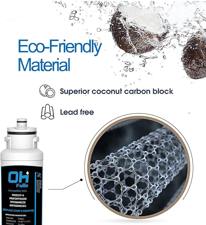 Water Filter HX2017F-A Replacement, Compatible with Hisense HX2017F-A, HX2017FR-A Water Filter Cartridge, 3 Filters Included