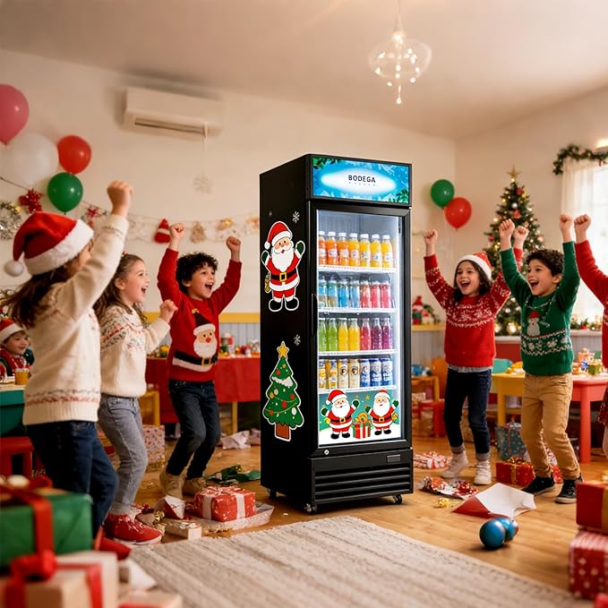 BODEGACOOLER Beverage Refrigerator and Cooler, 10.0 Cu. Ft Commercial Refrigerators For Man Cave, Display Refrigerator with Soft LED Light. 4 Shelves Merchandiser Refrigerators as Black Bar Cooler.